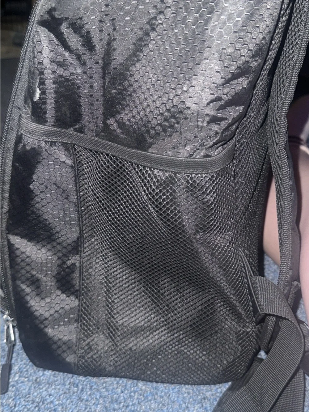 Reflective Black Backpack with Front Bungee